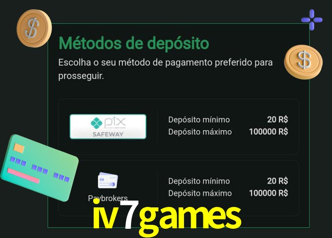 O cassino iv7games oferece uma grande variedade de métodos de pagamento
